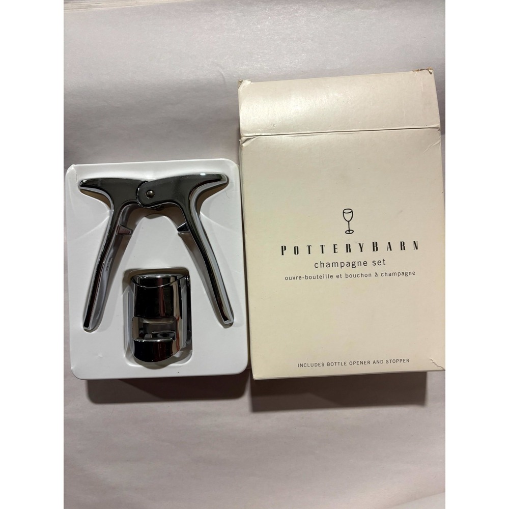 Vintage Pottery Barn Champagne Set Stopper And Bottle Opener Barware